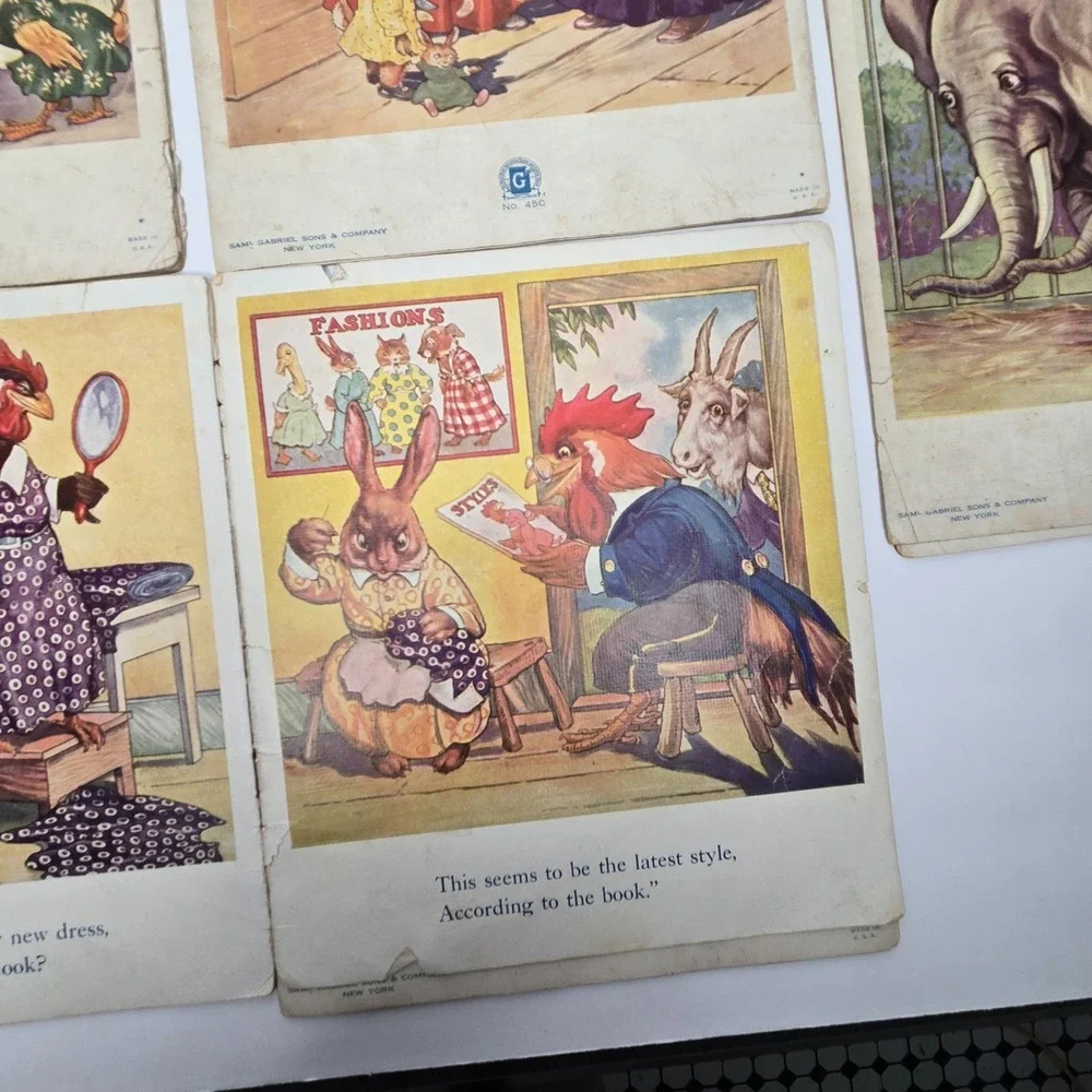 Vintage 1938 Funny Farm Friends Complete 7 Book Lot #450-456 Linenette